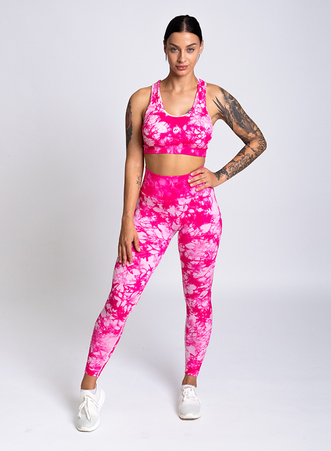 Women's Tie-dye 3pcs Seamless Fitness Yoga Leggings Set workout leggings